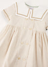 Waterford Striped Mariner Collar Double Breasted Short Sleeve Dress in Beige (12mths-10yrs) DRESSES from Pepa London US