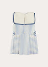 Regency Striped Mariner Collar Pleated Sleeveless Dress in Blue (2-10yrs) DRESSES from Pepa London US