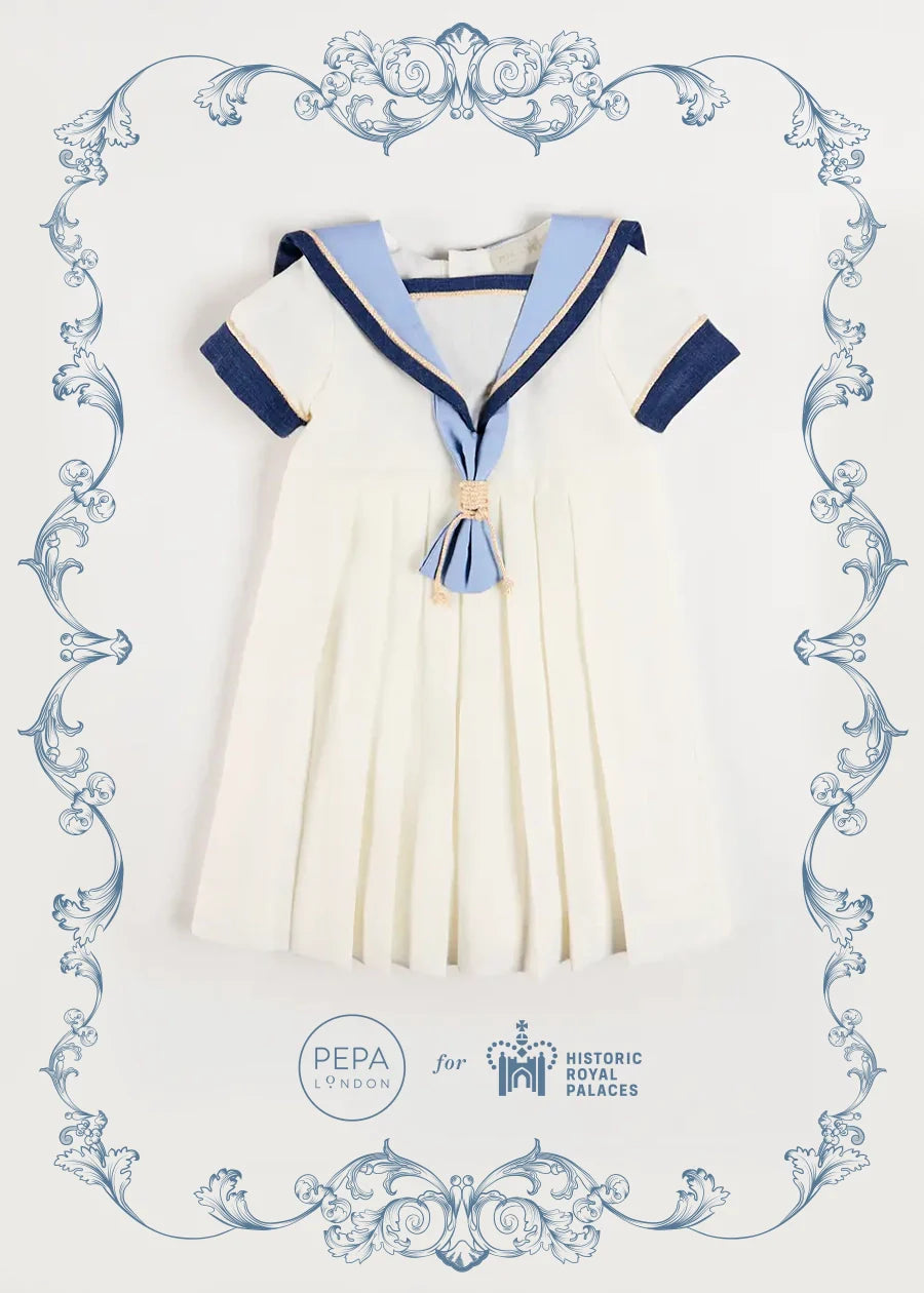The Royal Mariner Dress in White (2-10yrs) Dresses from Pepa London US