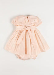 The Royal Silk Dress with Bloomers in Rose (6mths-3yrs) Dresses from Pepa London US