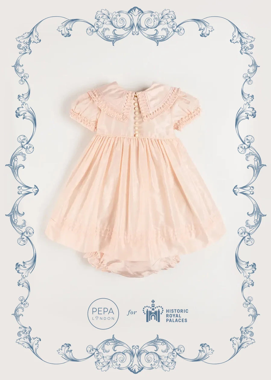 The Royal Silk Dress with Bloomers in Rose (6mths-3yrs) Dresses from Pepa London US