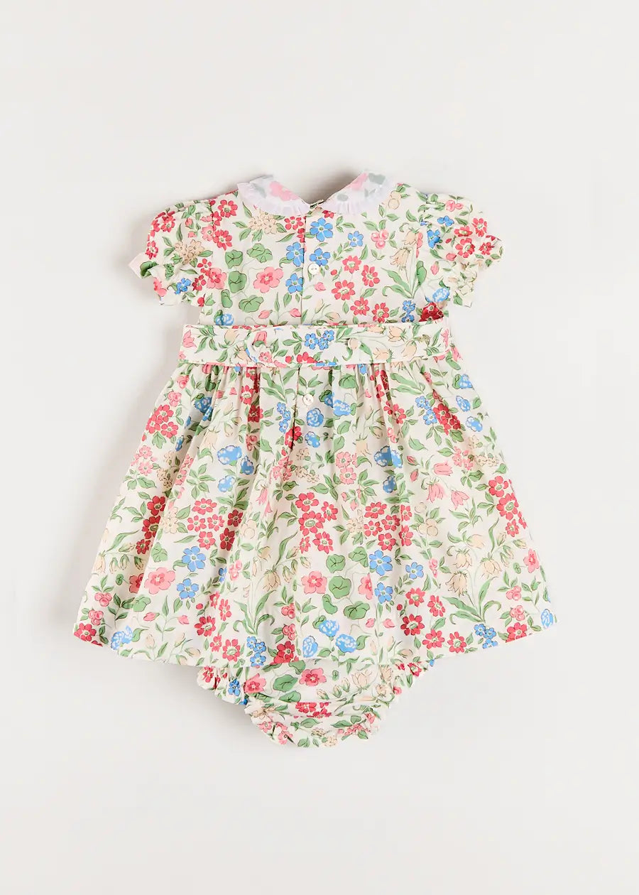 The Royal Floral Dress with Bloomers in Cream Made with Liberty Fabric (6mths-3yrs) Dresses from Pepa London US