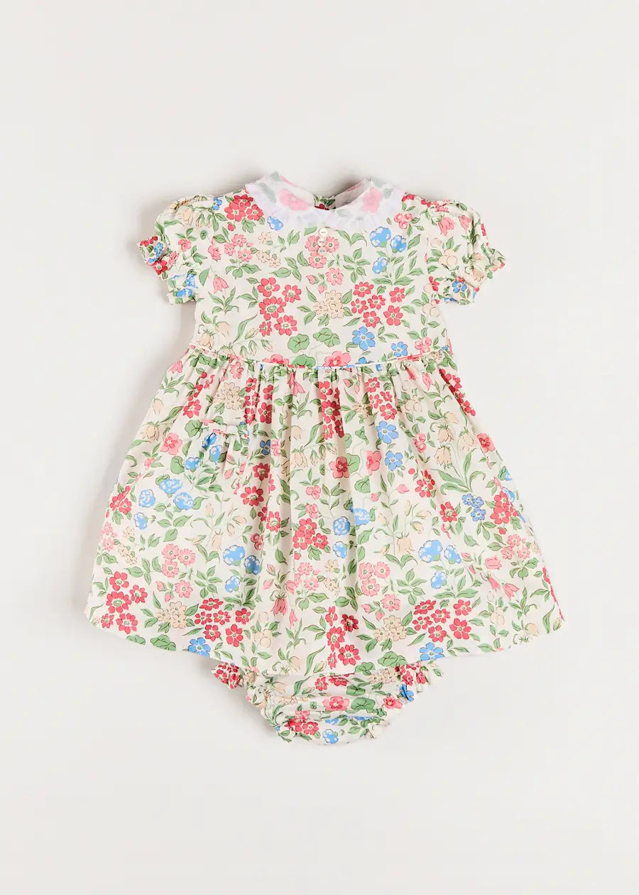 The Royal Floral Dress with Bloomers in Cream Made with Liberty Fabric (6mths-3yrs) Dresses from Pepa London US