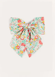 Clementine Floral Long Bow Hair Clip in Coral HAIR ACCESSORIES from Pepa London US