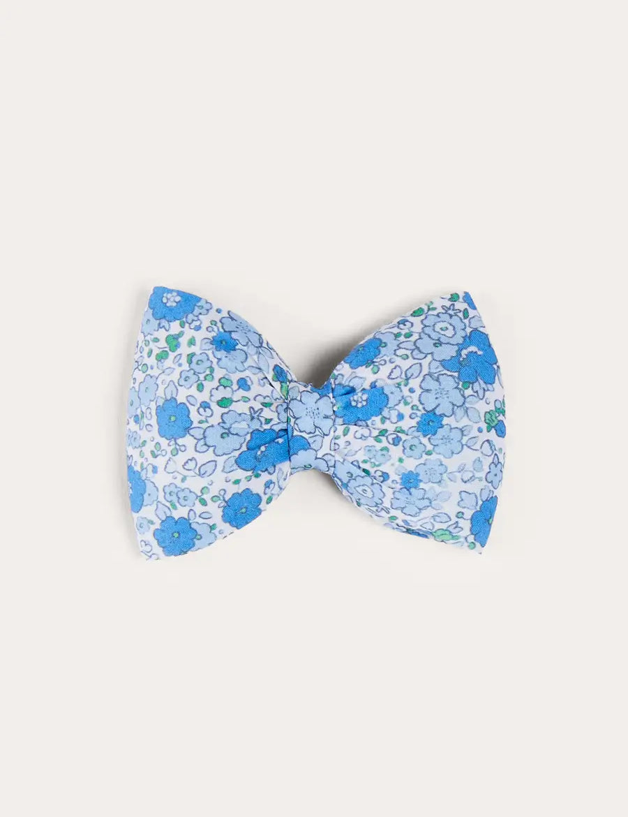 Olivia Floral Medium Bow Hair Clip in Blue HAIR ACCESSORIES from Pepa London US