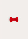 Plain Linen Small Bow Hair Clip in Red HAIR ACCESSORIES from Pepa London US