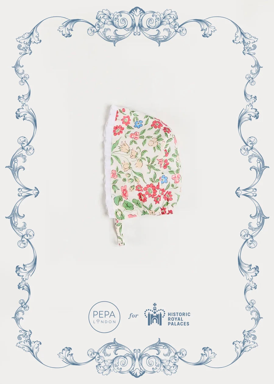 The Royal Floral Bonnet in Cream Made with Liberty Fabric (S-L) Bonnets from Pepa London US
