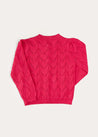 Floral Embroidered Openwork Cardigan in Pink (4-10yrs) KNITWEAR from Pepa London US