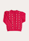 Floral Embroidered Openwork Cardigan in Pink (4-10yrs) KNITWEAR from Pepa London US