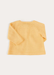 Openwork Detail Cotton Baby Cardigan in Tangerine (1-12mths) KNITWEAR from Pepa London US