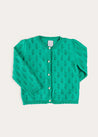 Floral Openwork Cotton Cardigan in Green (2-10yrs) KNITWEAR from Pepa London US