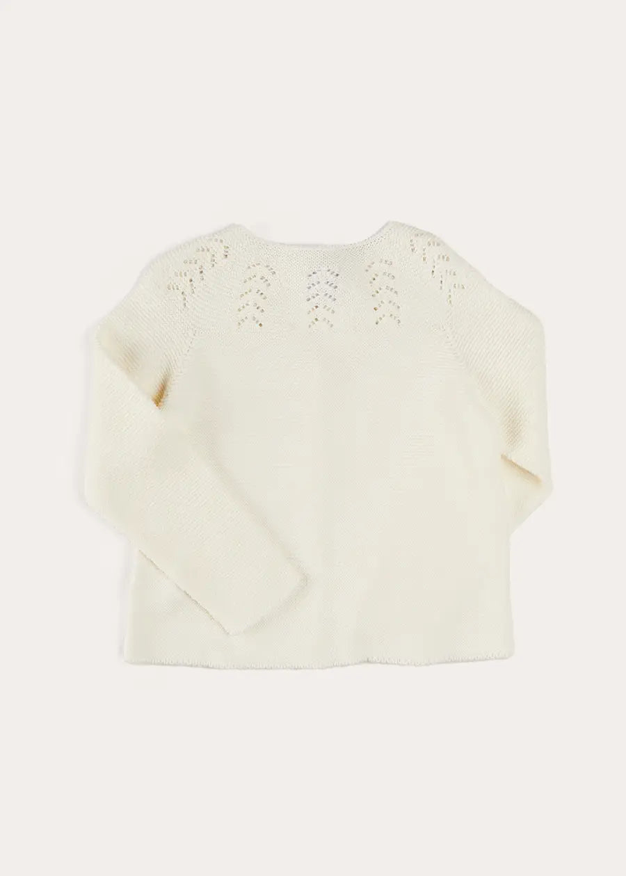 Openwork Cotton Cardigan in Cream (6mths-10yrs) KNITWEAR from Pepa London