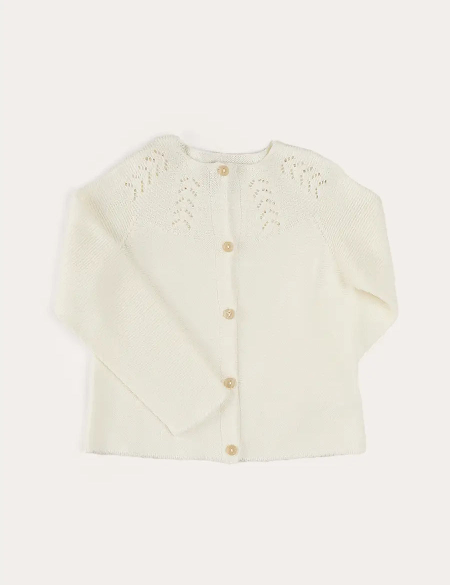Openwork Cotton Cardigan in Cream (6mths-10yrs) KNITWEAR from Pepa London US