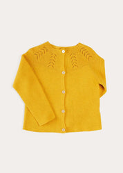 Openwork Cotton Cardigan in Mustard (12mths-10yrs) KNITWEAR from Pepa London US