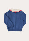 Statement Collar Floral Embroidery Cardigan in Navy (2-10yrs) KNITWEAR from Pepa London US