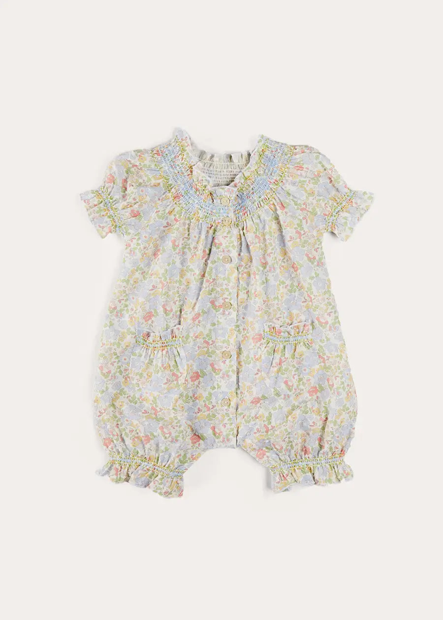 Clara Floral All-In-One Pyjamas in Green (9mths-2yrs) NIGHTWEAR from Pepa London US
