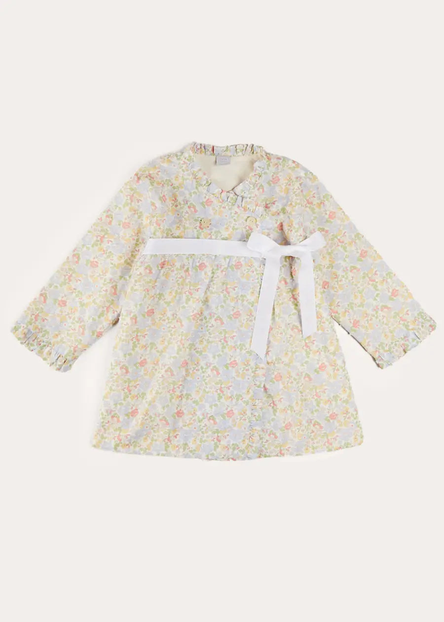 Clara Floral Bow Detail Dressing Gown in Green (18mths-10yrs) NIGHTWEAR from Pepa London US