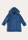 Double Breasted Coat With Detachable Hood in Blue (18mths-10yrs) COATS from Pepa London US