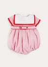 Lawrence Striped Mariner Collar Short Sleeve Romper in Red (6mths-3yrs) ROMPERS from Pepa London US