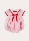 Lawrence Striped Mariner Collar Short Sleeve Romper in Red (6mths-3yrs) ROMPERS from Pepa London US