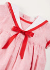 Lawrence Striped Mariner Collar Short Sleeve Romper in Red (6mths-3yrs) ROMPERS from Pepa London US