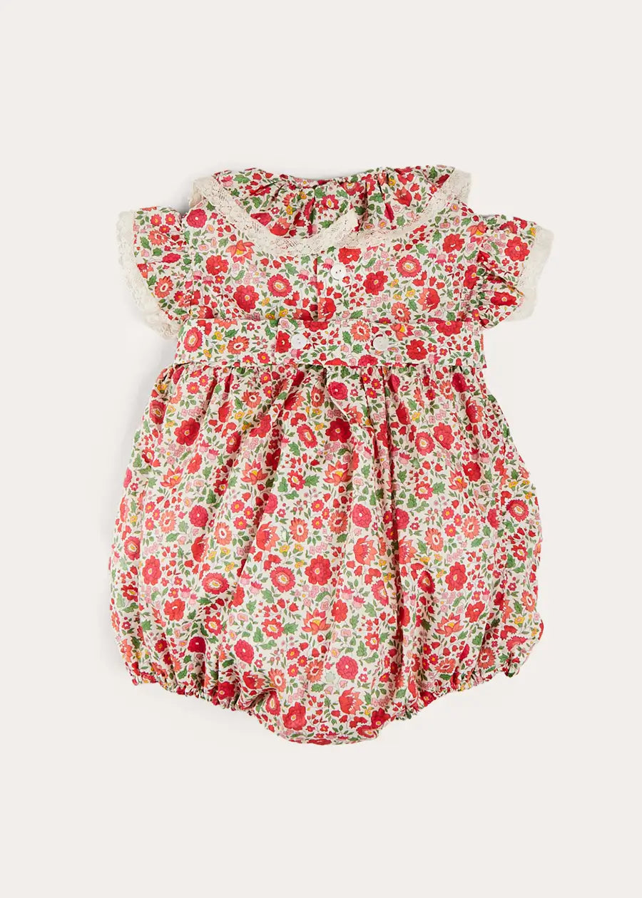 Margot Floral Romper in Red Made with Liberty Fabric (6m-2yrs) ROMPERS from Pepa London US