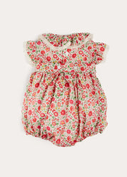 Margot Floral Romper in Red Made with Liberty Fabric (6m-2yrs) ROMPERS from Pepa London US