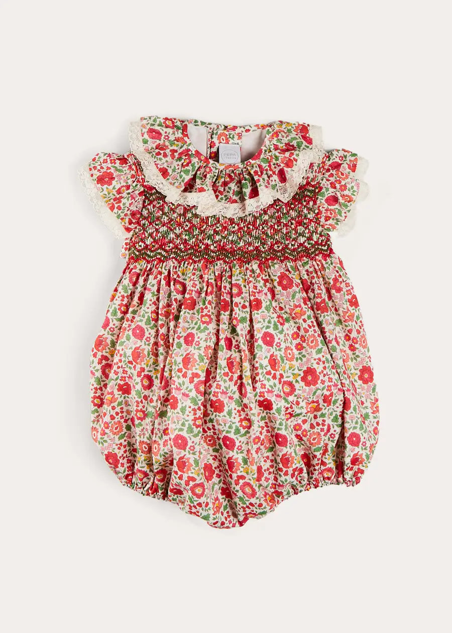 Margot Floral Romper in Red Made with Liberty Fabric (6m-2yrs) ROMPERS from Pepa London US