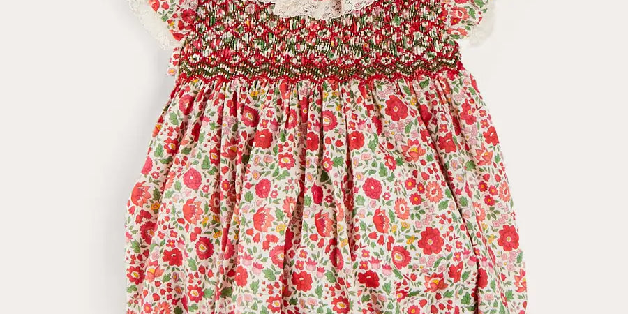 Margot Floral Romper in Red Made with Liberty Fabric (6m-2yrs) ROMPERS from Pepa London US