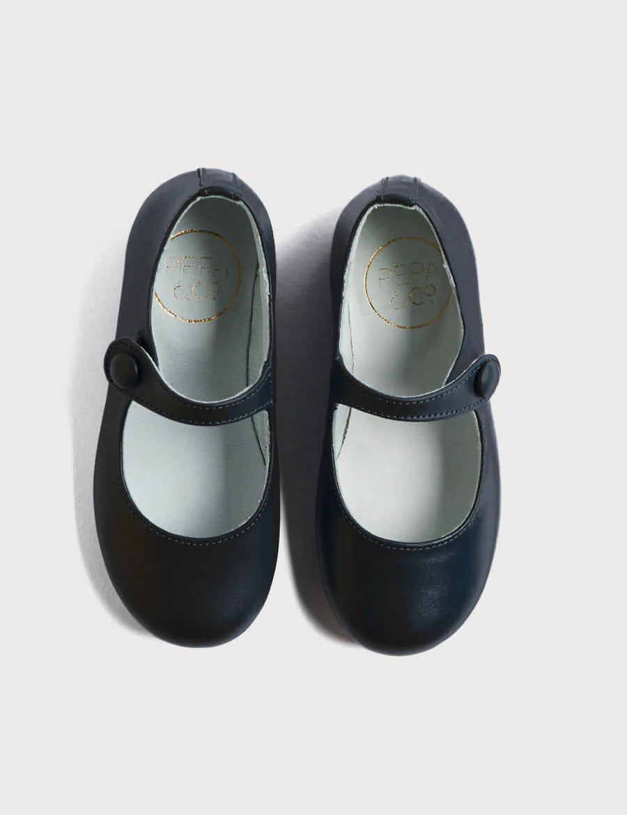 Leather Mary Jane Shoes in Navy (24-35EU) SHOES from Pepa London US