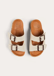 Suede Buckle Detail Sandals in Beige (28-35EU) SHOES from Pepa London US