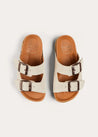 Suede Buckle Detail Sandals in Beige (28-35EU) SHOES from Pepa London US