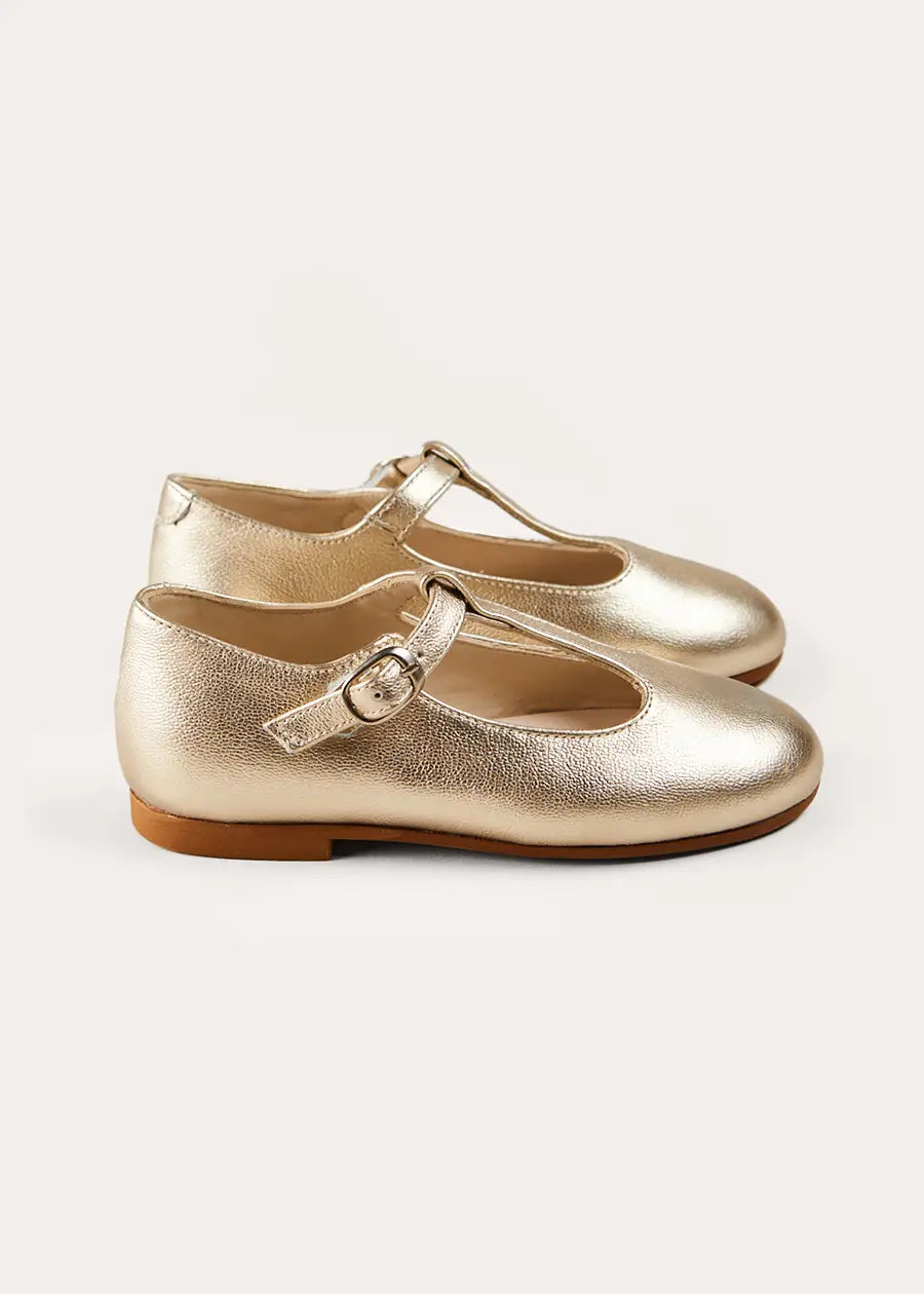 Leather Charlotte Shoes in Gold (24-35EU) SHOES from Pepa London US