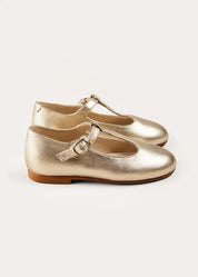 Leather Charlotte Shoes in Gold (24-35EU) SHOES from Pepa London US
