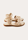 Leather Woven Detail Sandals in Beige (24-35EU) SHOES from Pepa London US