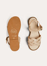 Leather Woven Detail Sandals in Beige (24-35EU) SHOES from Pepa London US