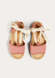 Open Toe Tie Detail Espadrilles in Pink (24-35EU) SHOES from Pepa London US