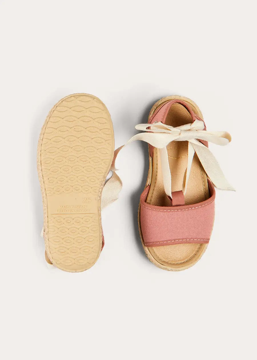 Open Toe Tie Detail Espadrilles in Pink (24-35EU) SHOES from Pepa London US