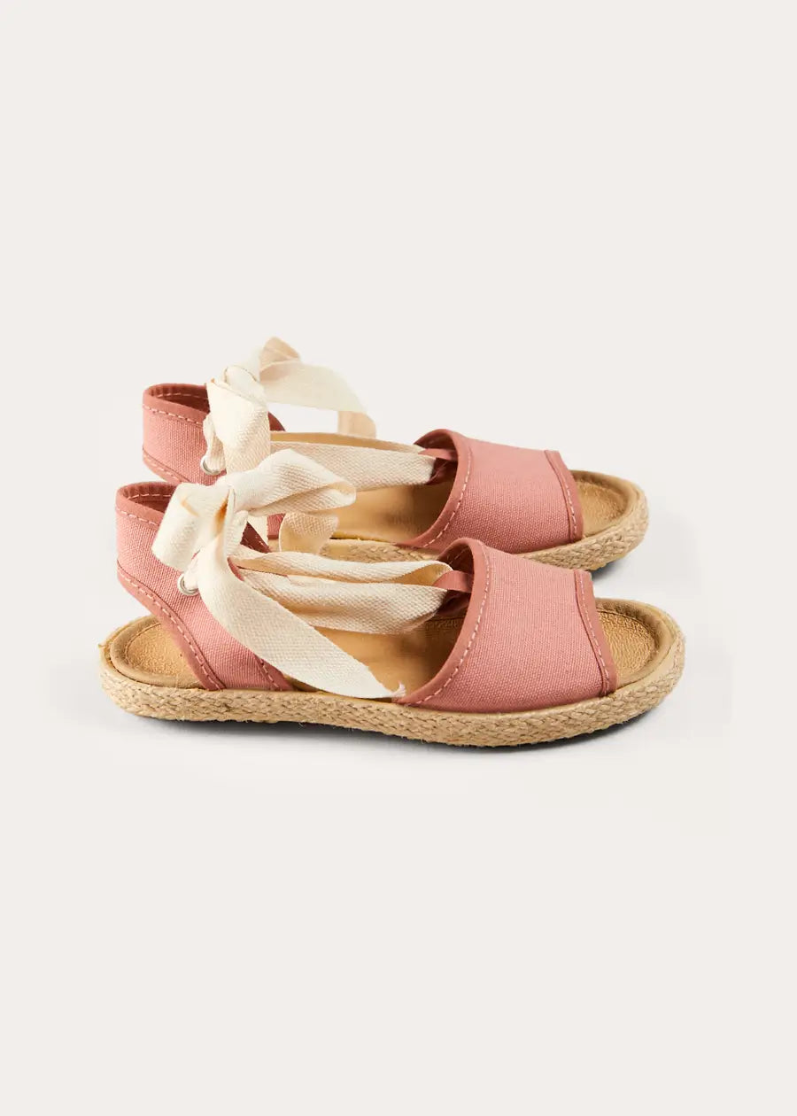 Open Toe Tie Detail Espadrilles in Pink (24-35EU) SHOES from Pepa London US