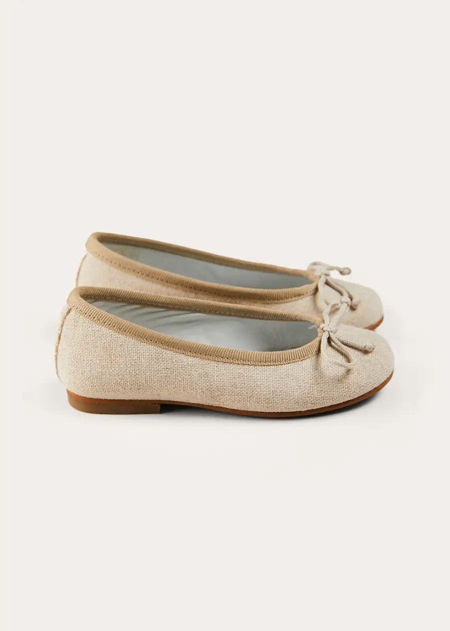 Linen Ballerina Shoes in Ivory (24-36EU) SHOES from Pepa London US