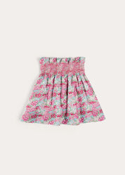 Viola Floral Smocked Waistband Skirt in Pink (3-10yrs) SKIRTS from Pepa London US