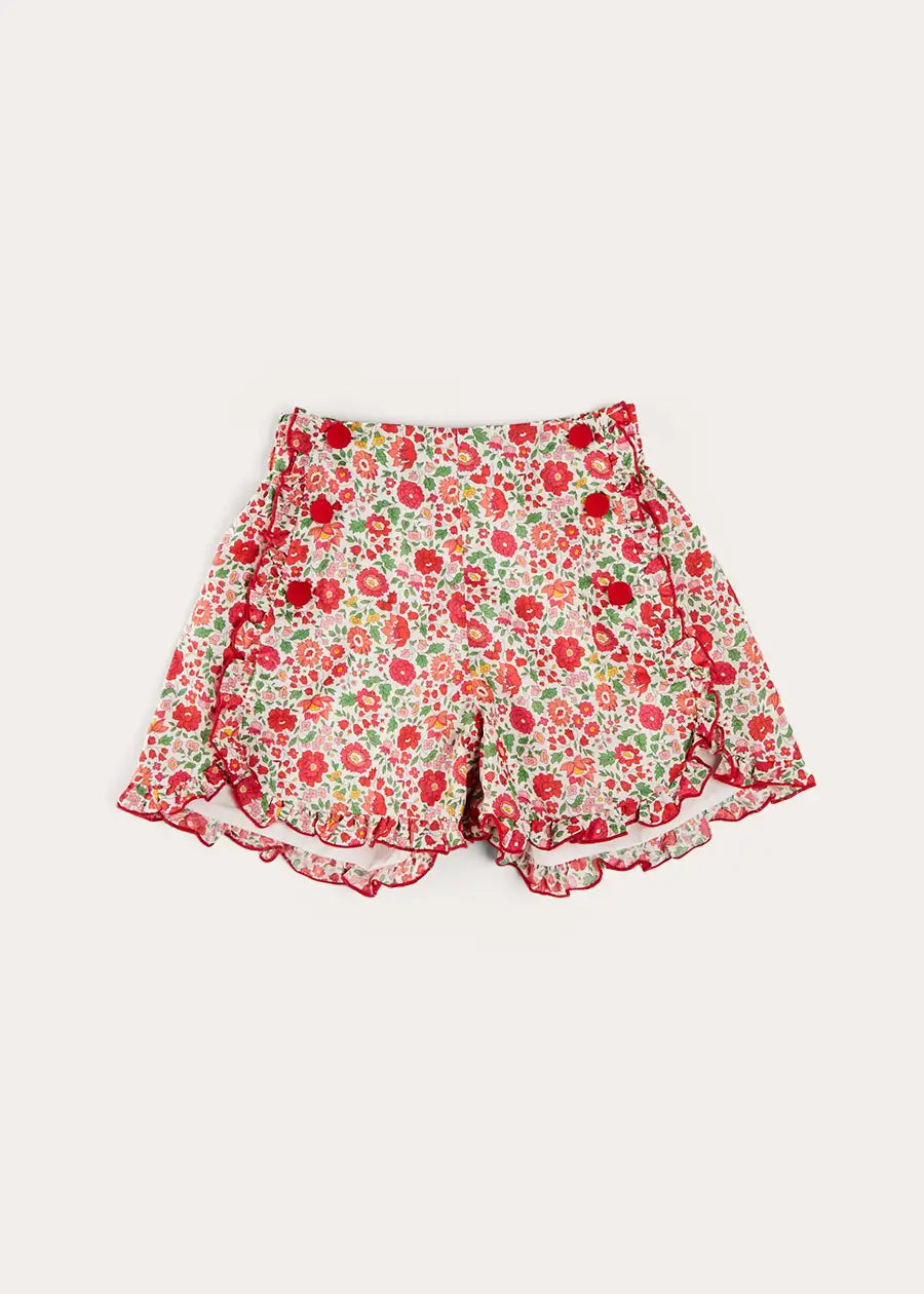 Margot Floral Shorts in Red Made with Liberty Fabric (18m-12yrs) SHORTS from Pepa London US