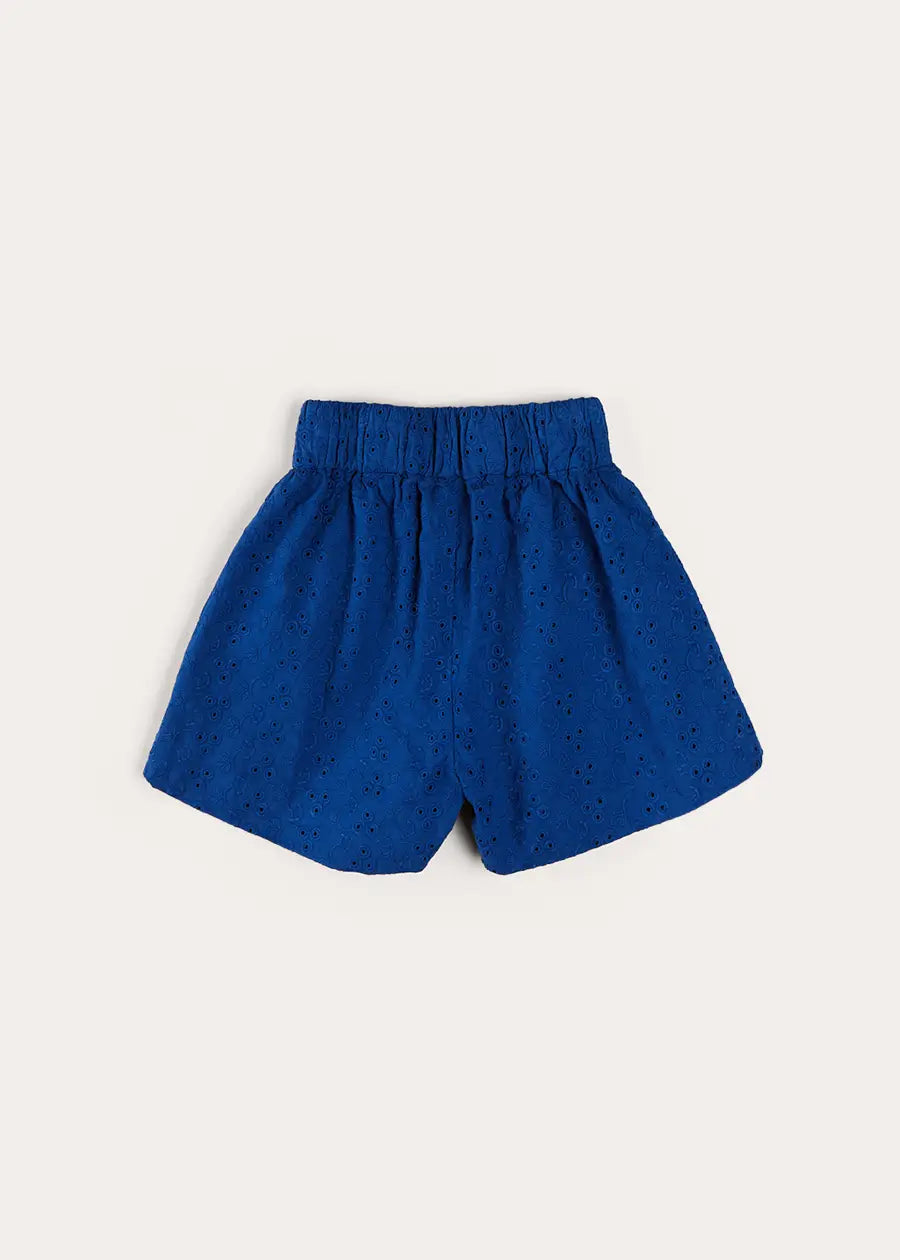 Broderie Anglais Button Detail Shorts in Blue (4-12yrs) SHORTS from Pepa London US