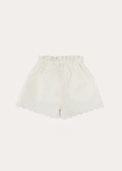 Scallop Trim Embroidered Shorts in White (2-10yrs) SHORTS from Pepa London US