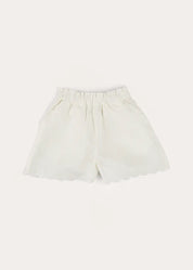 Scallop Trim Embroidered Shorts in White (2-10yrs) SHORTS from Pepa London US