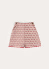 Iris Jacquard Button Detail Shorts in Red (4-12yrs) SHORTS from Pepa London US