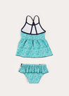 Adelaide Floral Bow Detail Two Piece Swimsuit in Green (2-10yrs) SWIMWEAR from Pepa London US