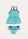 Adelaide Floral Bow Detail Two Piece Swimsuit in Green (2-10yrs) SWIMWEAR from Pepa London US