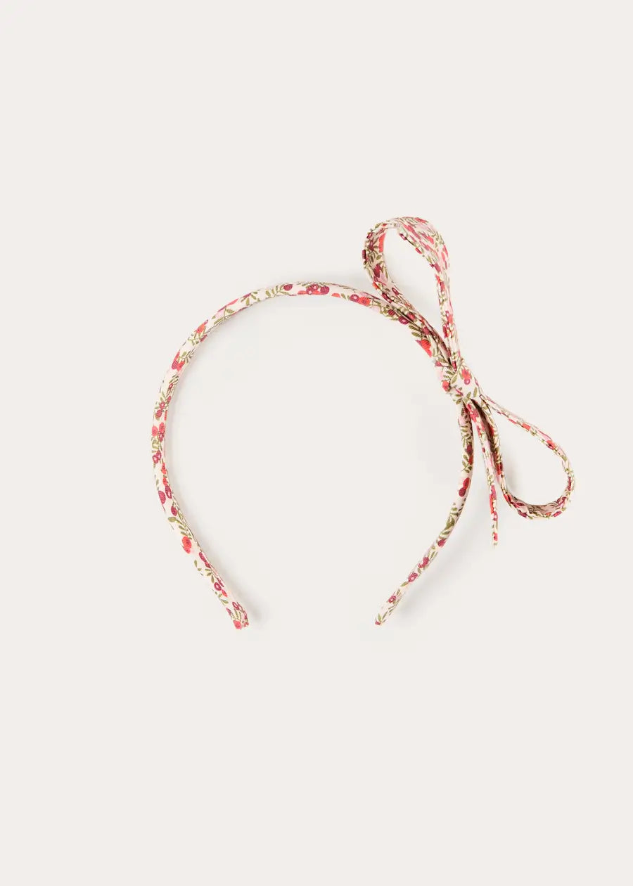 Adelaide Floral Thin Bow Hairband in Green (OS) Hair Accessories from Pepa London US