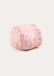 Nellie Floral Ruffle Detail Bonnet in Pink (S-M) Bonnets from Pepa London US
